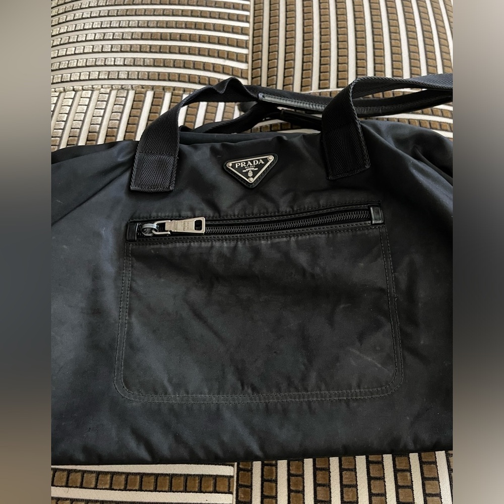 PRADA Black Logo Nylon x Leather Shoulder Bag - Picture 5 of 13